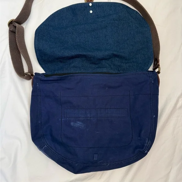 Lucky Brand Denim Floral Crossbody Messenger Bag Boho Navy - Picture 6 of 6